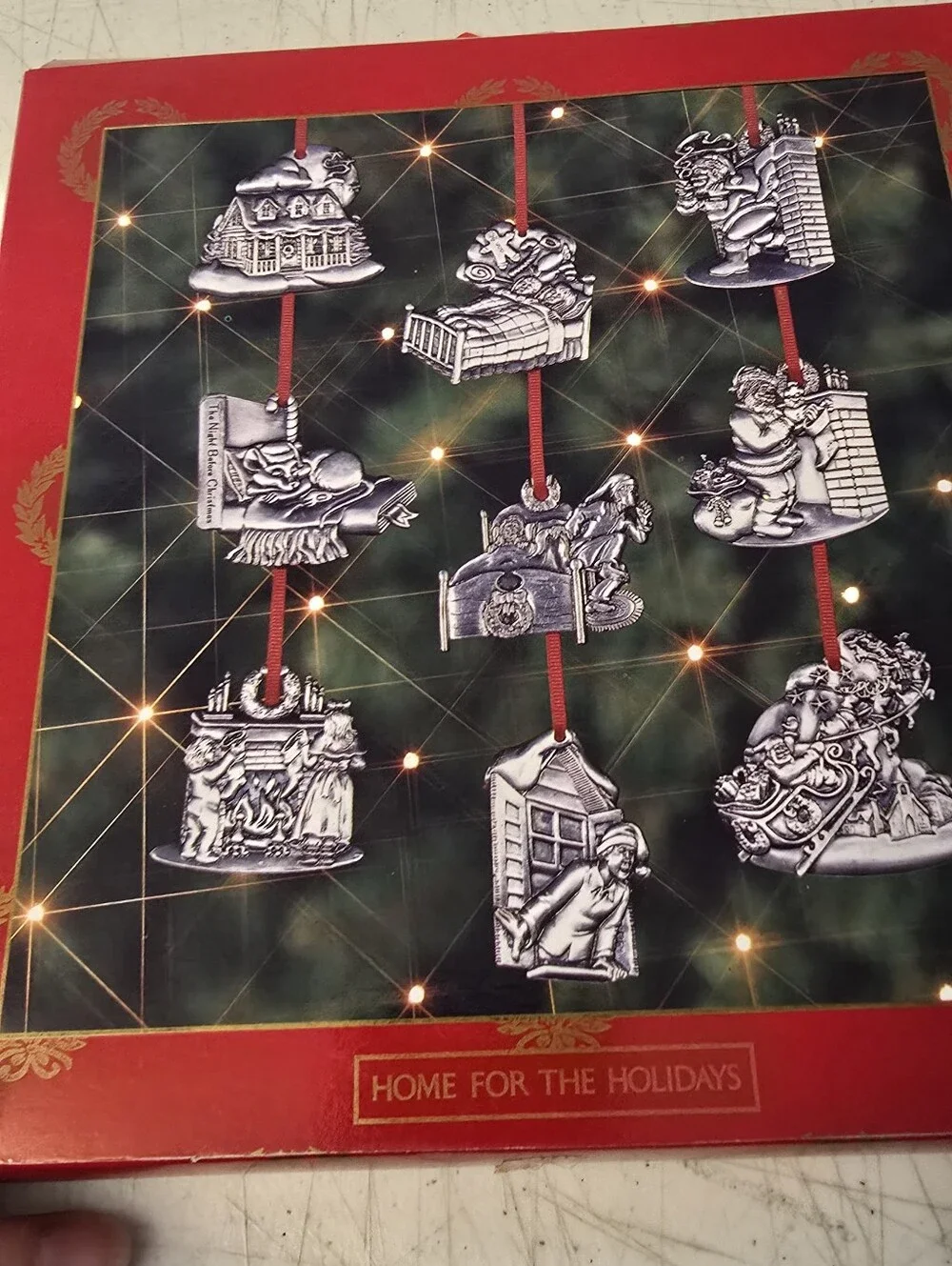 Vintage 1995 Twas the Night Before Christmas Pewter Ornaments Set of Nine